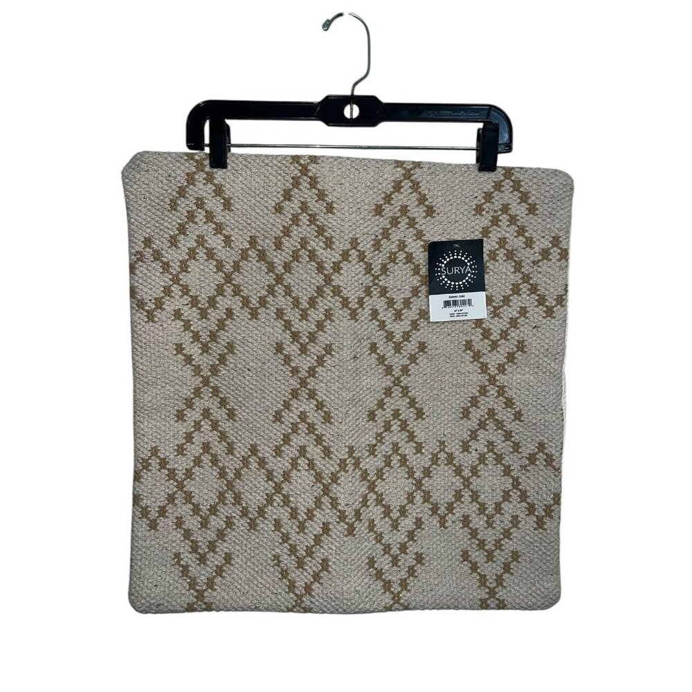NEW Surya 20”x20” 100% Cotton woven throw Pillow‎ case cover Beige Brown Zip